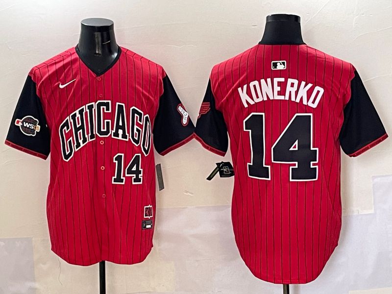 Men Chicago White Sox #14 Konerko Red Stripe Joint Name Nike 2025 MLB Jersey style 6